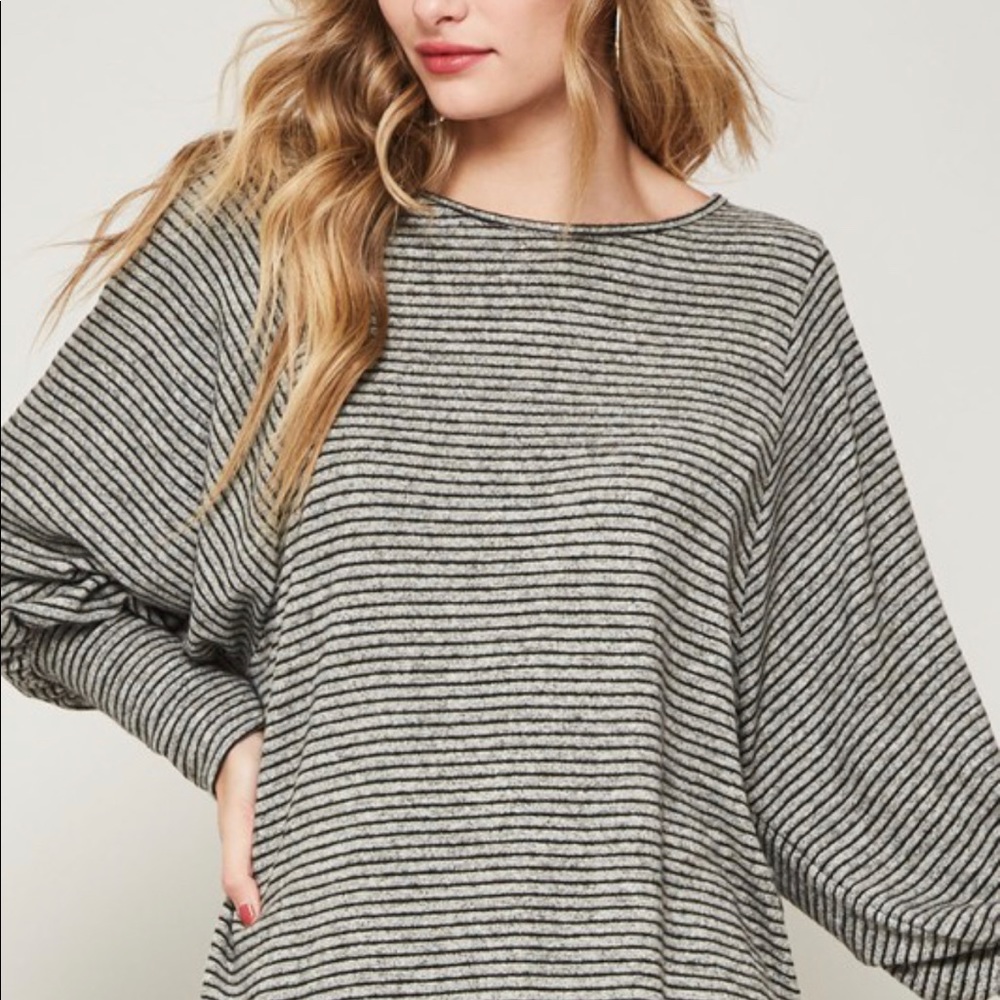 Stripe Brushed Knit Top in Small - Large